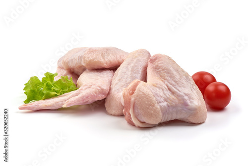 Fresh raw chicken wings, isolated on white background