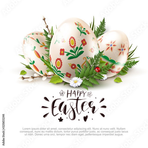 Modern Easter folk greeting card.