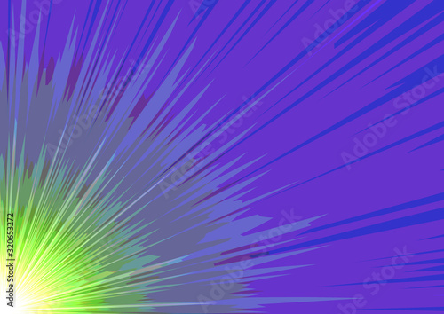 Polarized effect of a green burst on a blue background