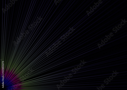 Coloured burst from the bottom left corner on a black background