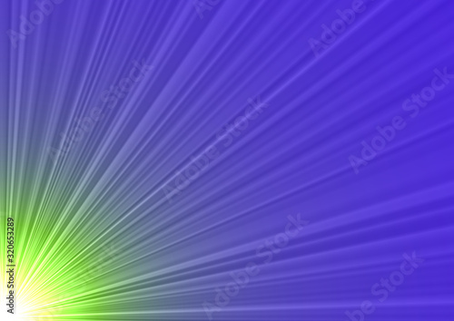 Green burst from the bottom left corner on a blue background