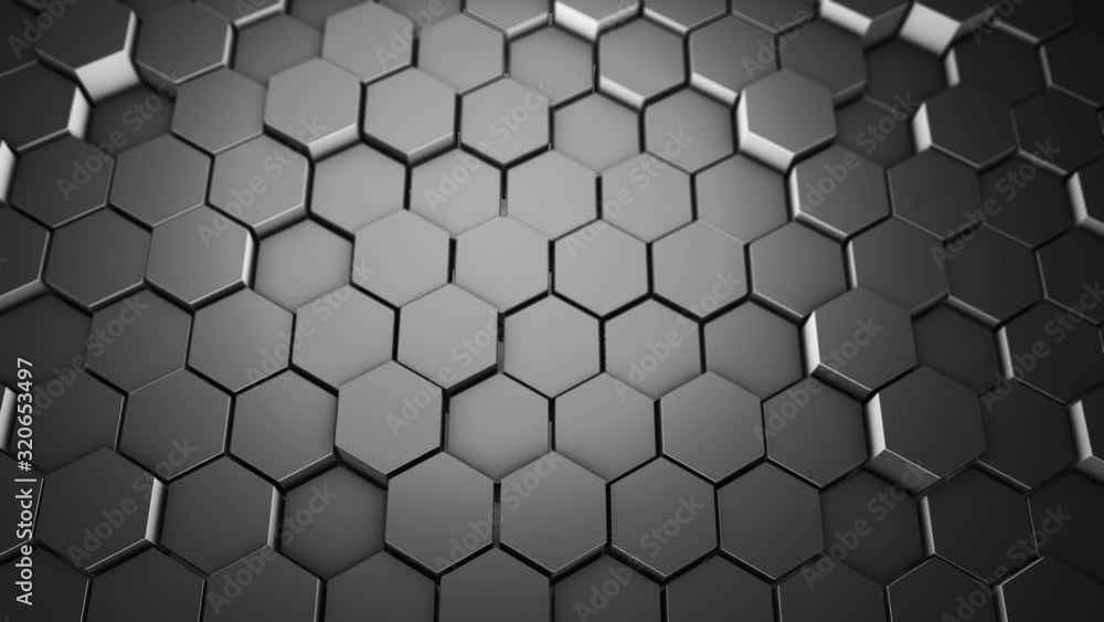 Abstract Hexagon Pattern, Minimalistic Black Texture, Random Motion, Seamless Loop, 4k 3D Render Abstract Hexagon Pattern, Minimalistic Black Texture, Random Motion, Seamless Loop, 4k 3D Render