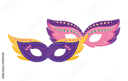 Isolated mardi gras masks vector design