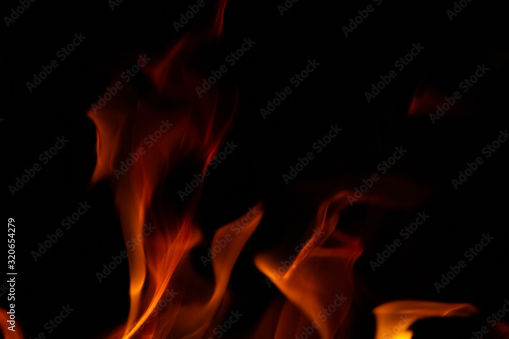 Bonfire outdoors in the evening