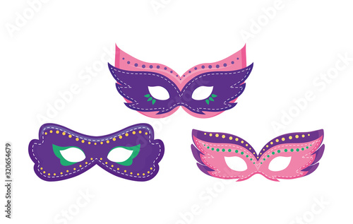 Isolated mardi gras masks vector design