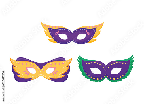 Isolated mardi gras masks vector design
