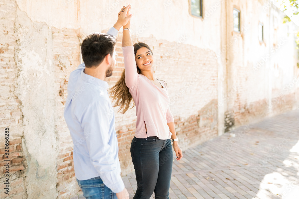 Couple Dancing On Footpath During Date Couple Dancing On Footpath During Date