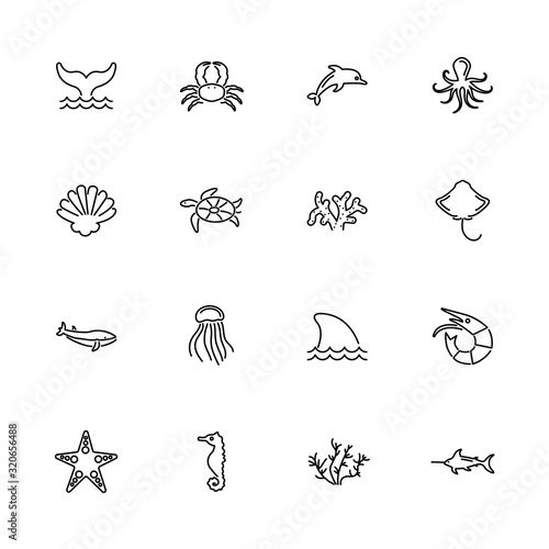 Marine Life - Flat Vector Icons