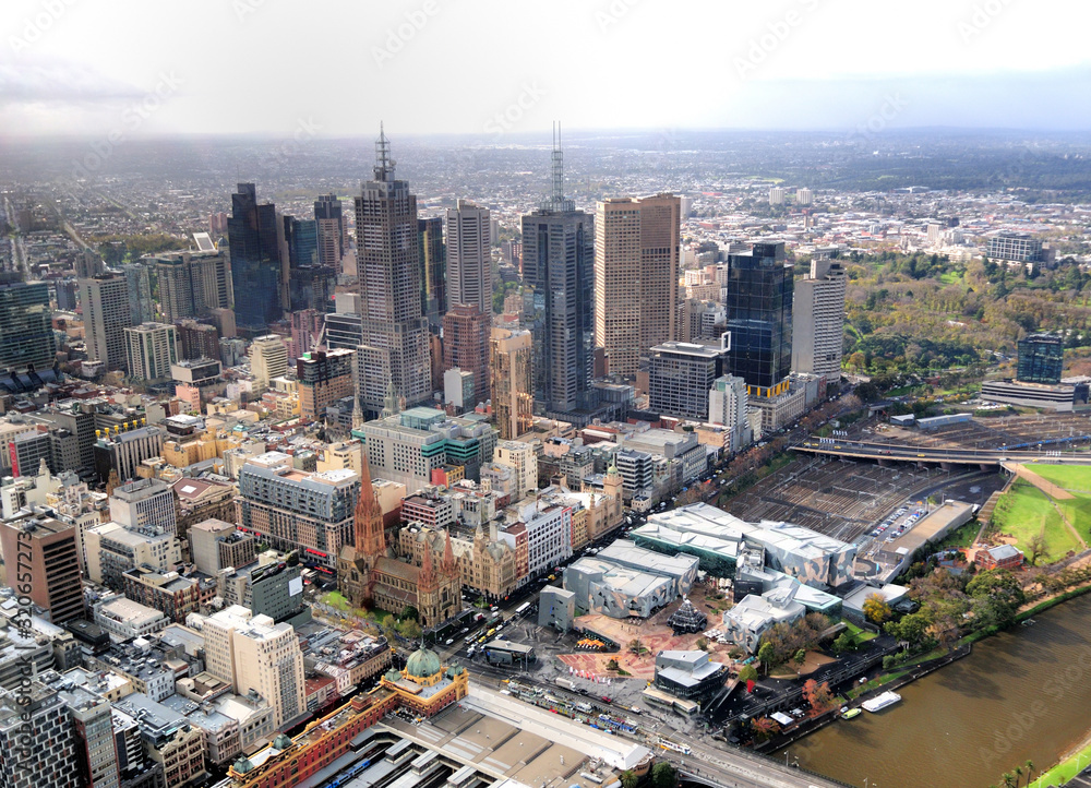 Obraz premium Breathtaking View From Eureka Tower To Downtown Melbourne Victoria Australia