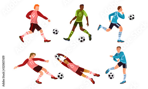 Young boys football players playing football vector illustration © greenpicstudio