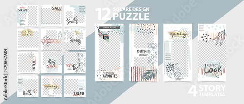 Trendy editable template for social networks stories and posts, vector