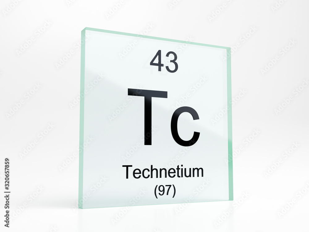 Fototapeta premium Technetium element symbol from periodic table on glass icon - realistic 3D render