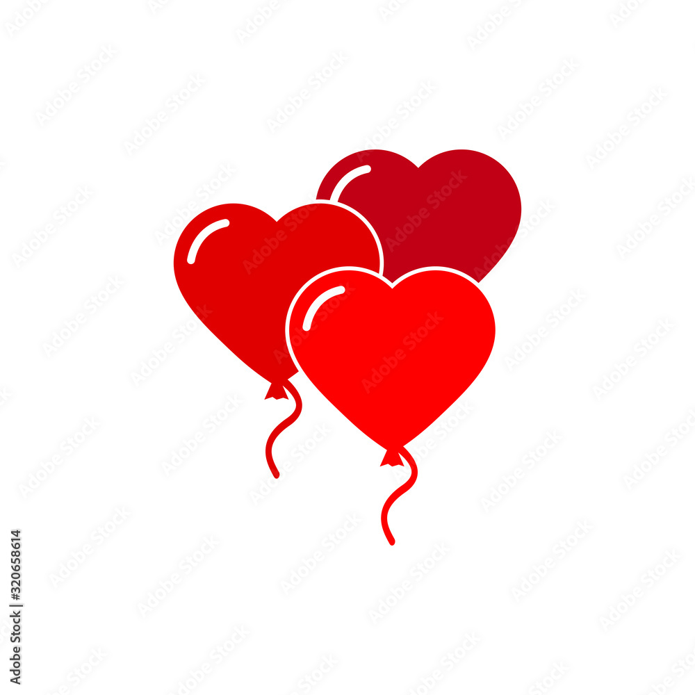 heart Air Balloon - black vector icon  Happy Valentine's day