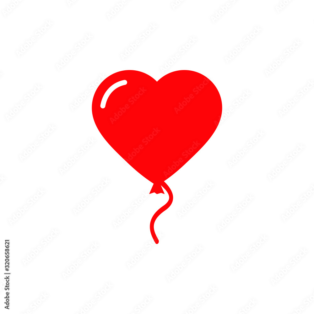 heart Air Balloon - black vector icon  Happy Valentine's day