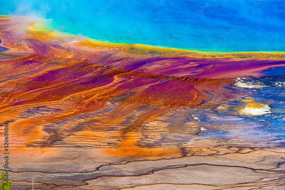 GRAND PRISMATIC SPRING FROM ABOVE, Yellowstone National Park.