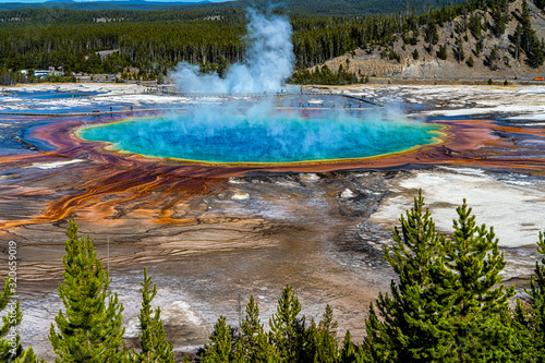 GRAND PRISMATIC SPRING FROM ABOVE, Yellowstone National Park.