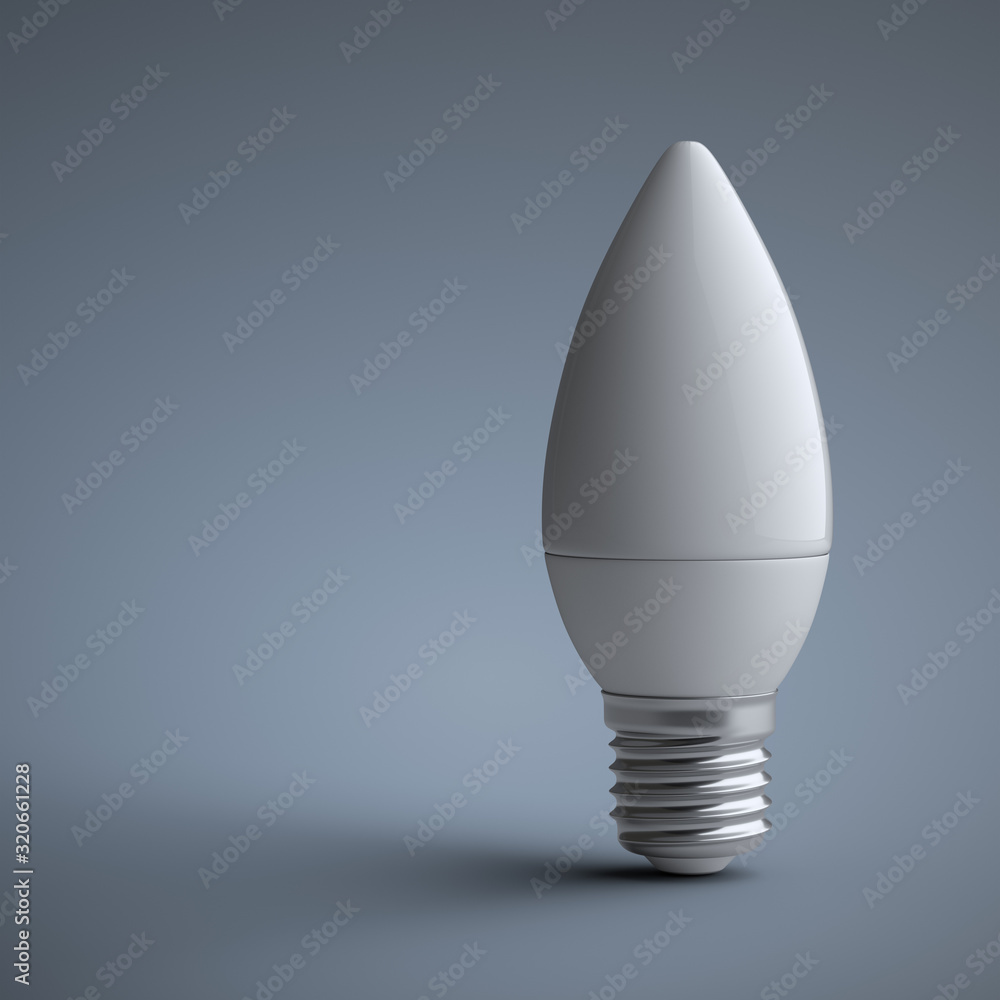 Energy efficiency LED light bulb - candle shape. Power saving lamp. Energy efficiency LED light bulb - candle shape. Power saving lamp.