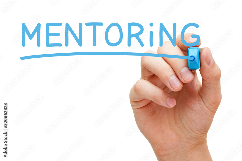 Word Mentoring Handwritten With Blue Marker Word Mentoring Handwritten With Blue Marker