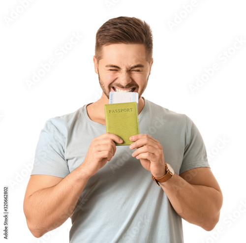 Handsome male tourist on wh...