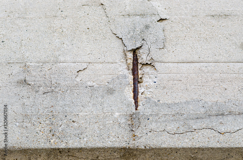 Canvas Print Building under restoration: deterioration of the reinforced concrete structures, due to corrosion of the reinforcements due to carbonation of the concrete, oxidation of the internal irons