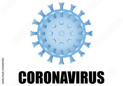Virus azul de coronavirus sobre fondo blanco.
