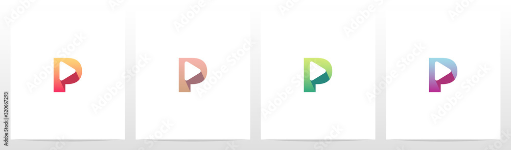 Play Button On Letter Logo Design P Play Button On Letter Logo Design P