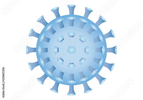 Virus azul de covid-19 o viruela del mono sobre fondo blanco.