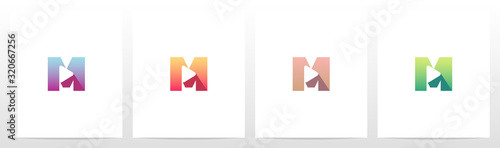 Play Button On Letter Logo Design M