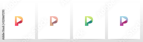 Play Button On Letter Logo Design P