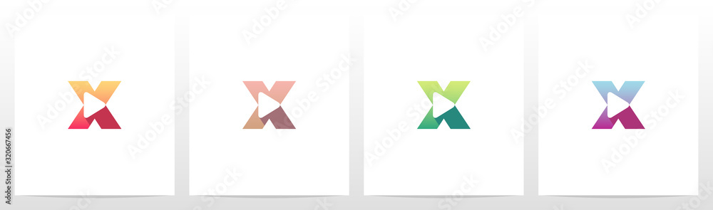 Naklejka premium Play Button On Letter Logo Design X
