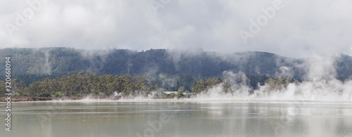 Kuirau Park walk in Rotorua, the thermal wonderland of New Zealand. photo