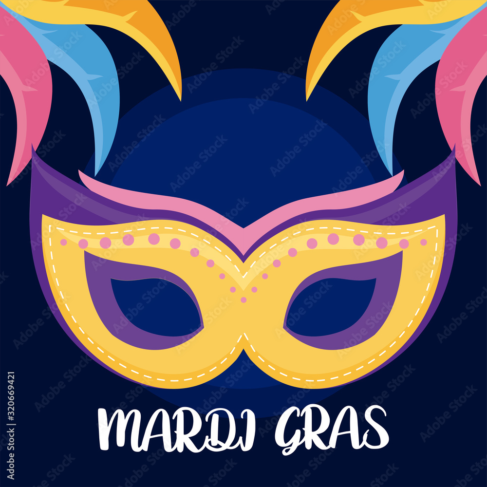 Mardi gras mask with feathers vector design Mardi gras mask with feathers vector design