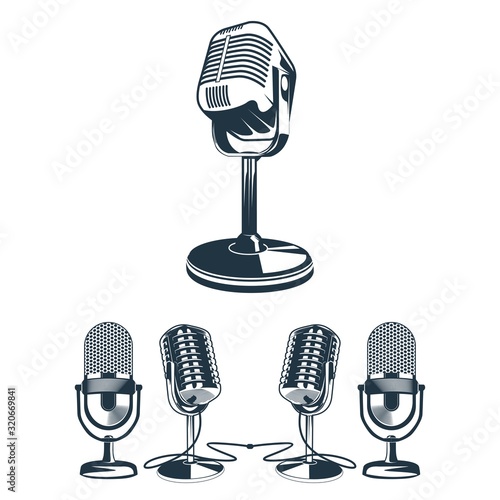 Vector Illustration of Retro Microphone Set