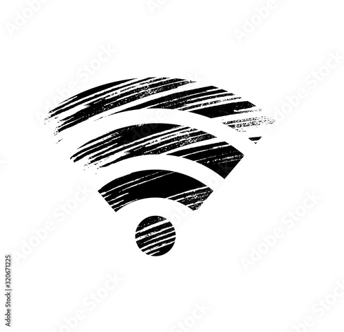 WiFi sign, isolated symbol, logo with a hand drawn ink.