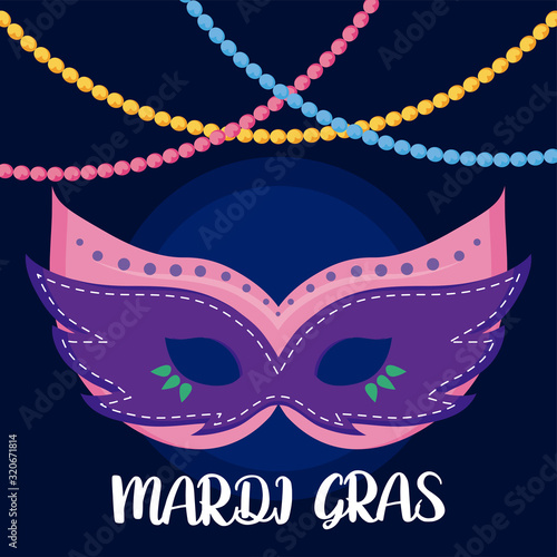 Mardi gras mask with necklaces vector design