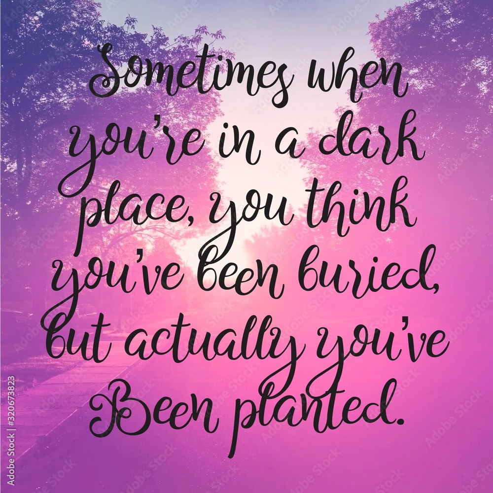 Quote - Sometimes when you're in a dark place, you think you've been buried but actually you've been planted