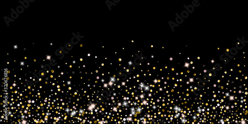 Gold Glitter Stars. Luxury Shiny Confetti.