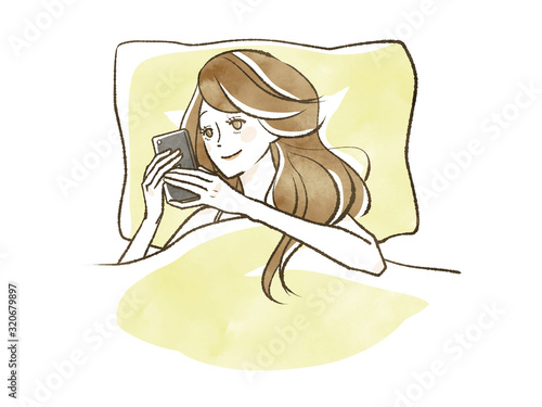 Obraz na płótnie Kobieta, która obsługuje smartfon podczas snu