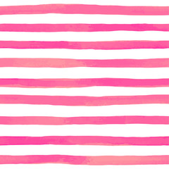 Fototapete Horizontale Streifenmuster Rosa Aquarell Streifen Pinselstrich Muster  © Hulinska Yevheniia