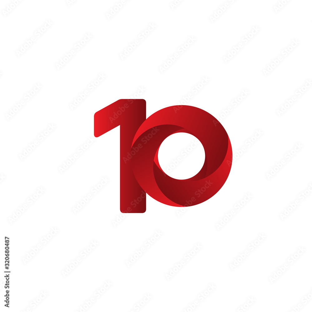 10 Years Anniversary Celebration Red Vector Template Design Illustration 10 Years Anniversary Celebration Red Vector Template Design Illustration