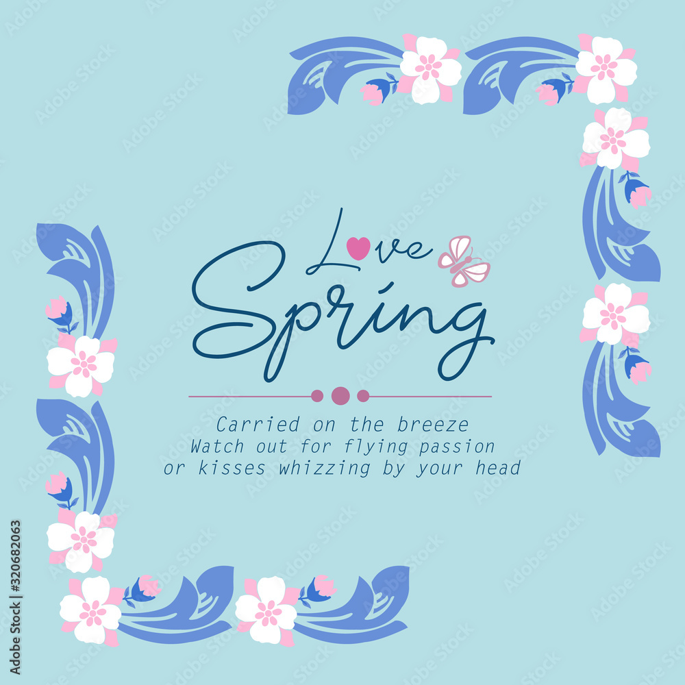 Plakat Beautiful Decoration of leaf and floral frame, for love spring greeting card template design. Vector