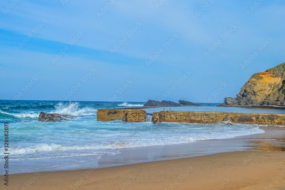 Thompsons bay beach, Picturesque sandy beach in a sheltered cove with a tidal pool in Shaka's Rock, Dolphin Coast Durban north KZN South Africa