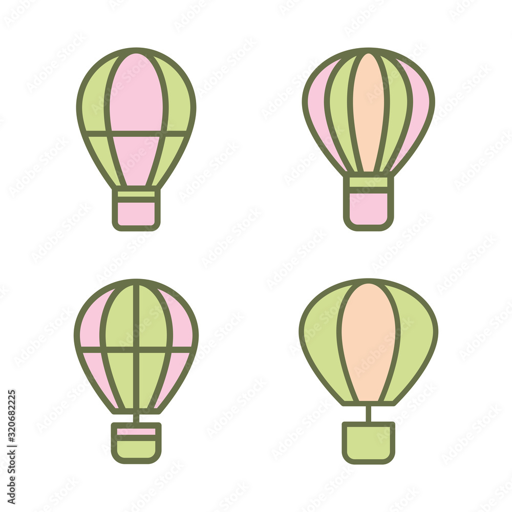 Silhouette of hot Air balloon. Air transport for travel Silhouette of hot Air balloon. Air transport for travel