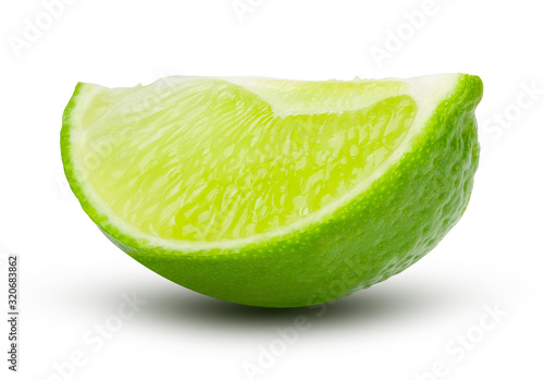 Fresh lime slice isolated on white with clipping path.