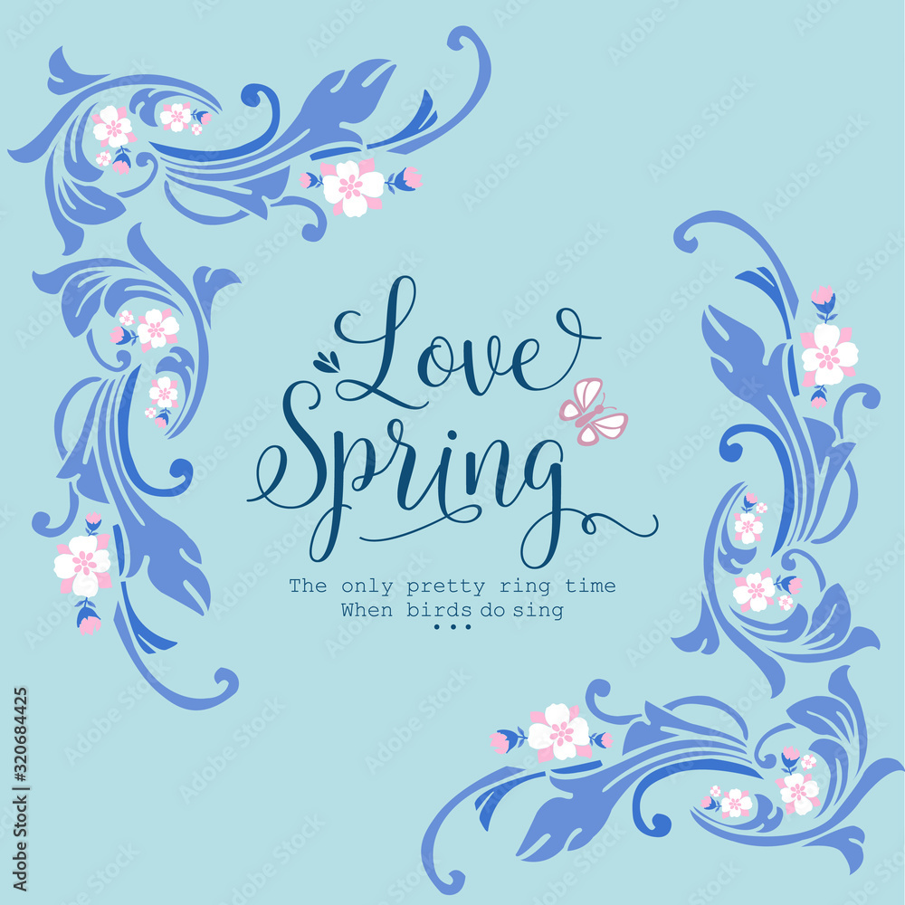 Beautiful shape Pattern of leaf and floral frame, for love spring card concept. Vector