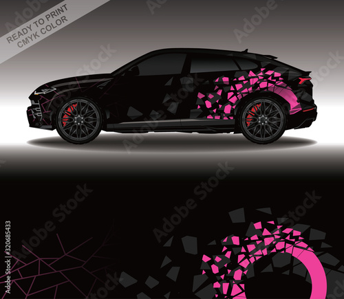 Car wrap decal design vector, custom livery race rally car vehicle sticker and tinting.
