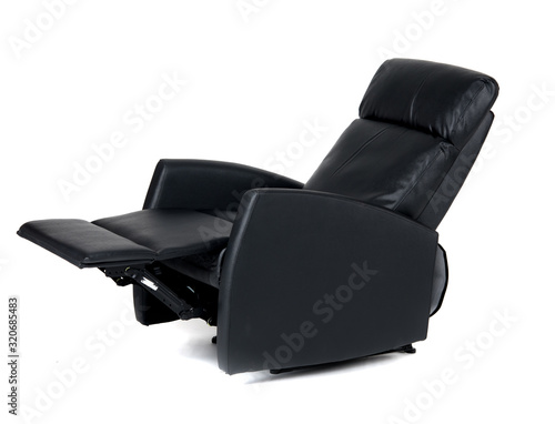Fotografie Black reclining chair isolated on white background