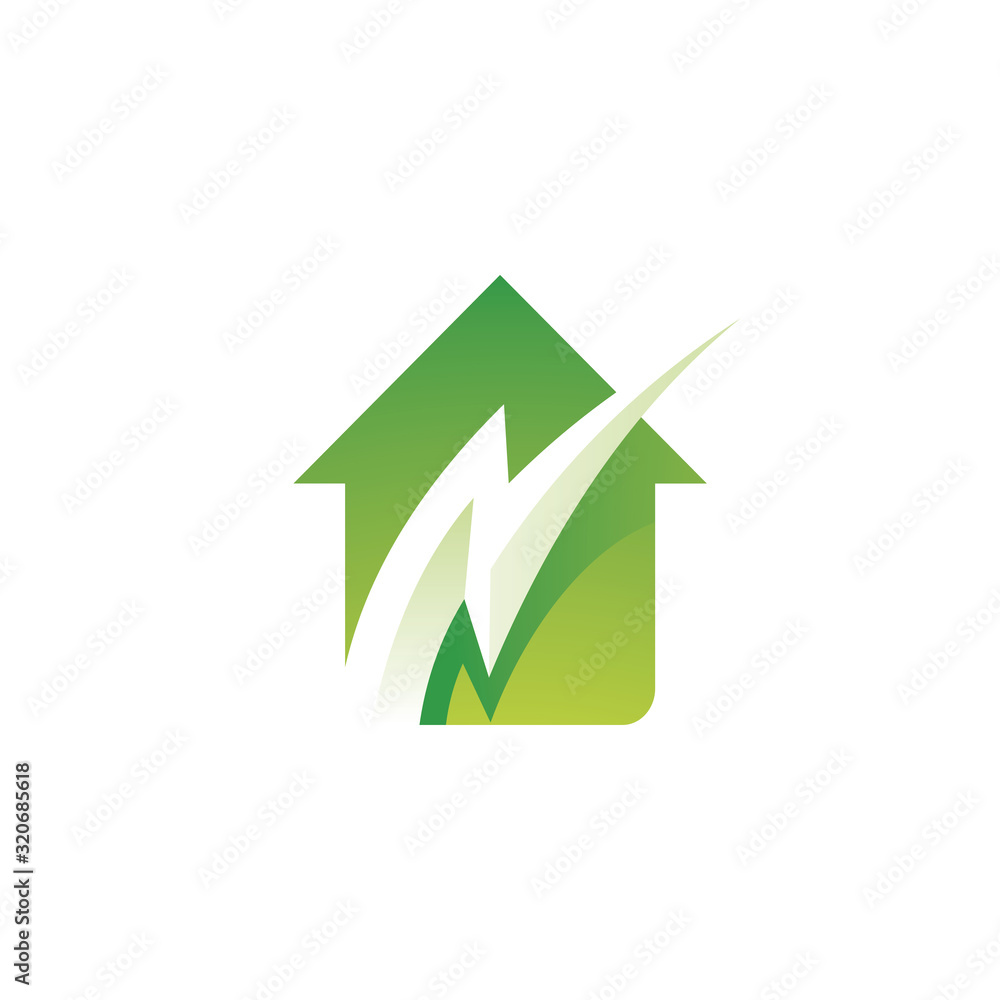 Building House and Bolt Lightning Thunder Energy Logo Icon Building House and Bolt Lightning Thunder Energy Logo Icon