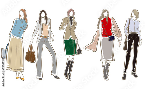 女性のファッションイラスト