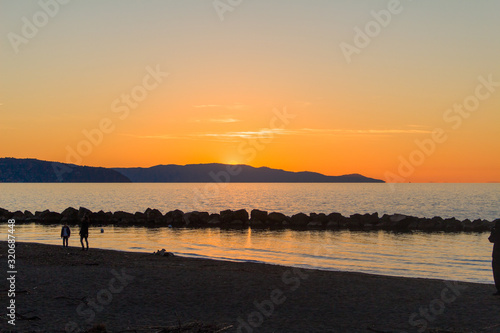 sunset on italian  beach